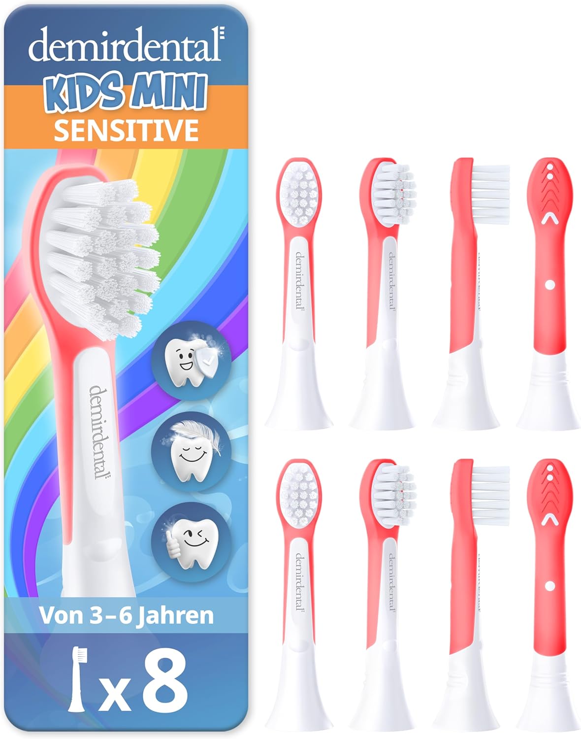 Kinder Aufsteckbürsten für Philips Sonicare Kids | ab 3 Jahren | Rot