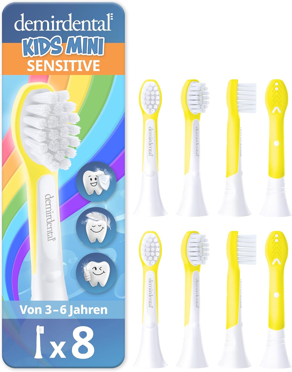 Kinder Aufsteckbürsten für Philips Sonicare Kids | ab 3 Jahren | Gelb