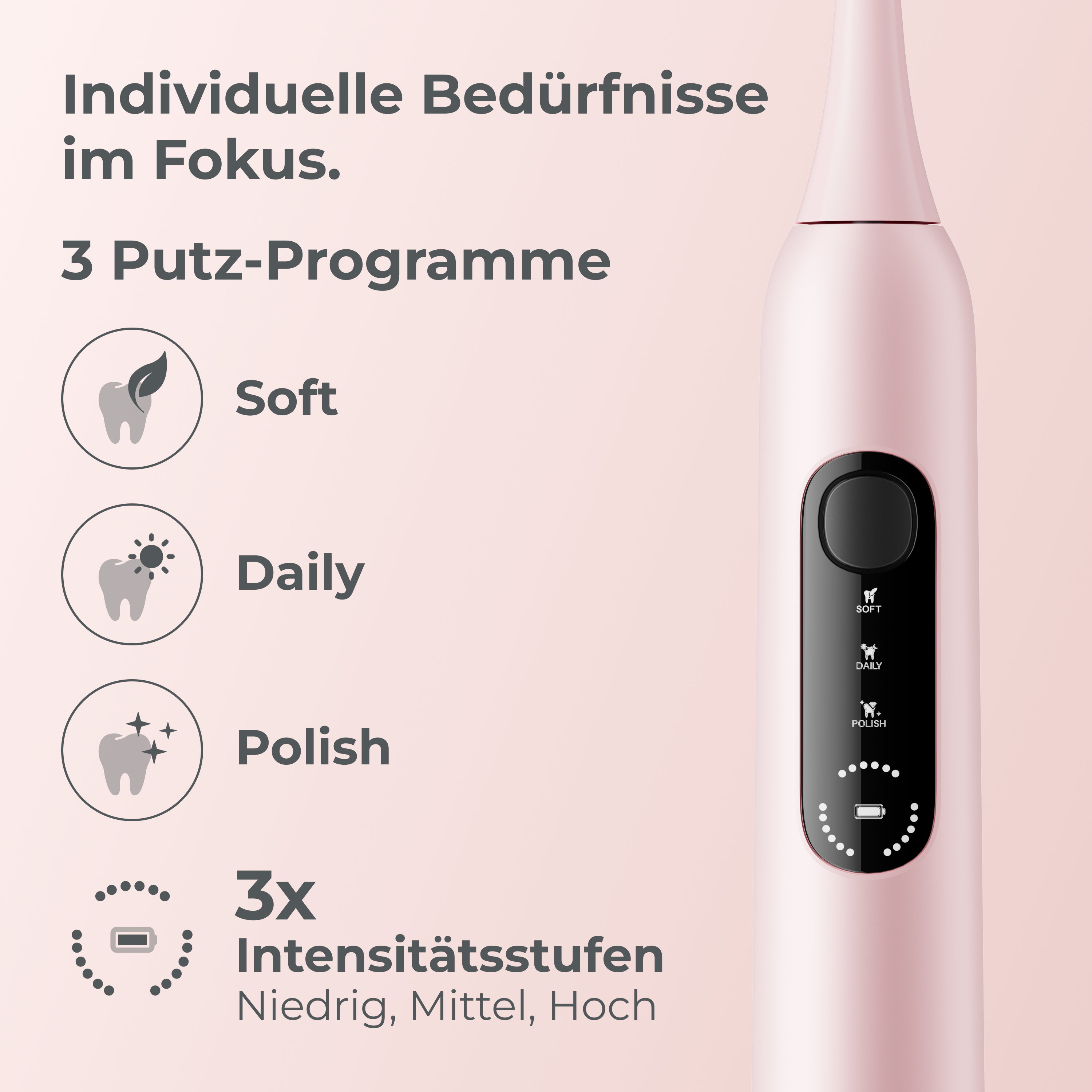 POIVES P1 Pro Schallzahnbürste - Perlmutt Rosa