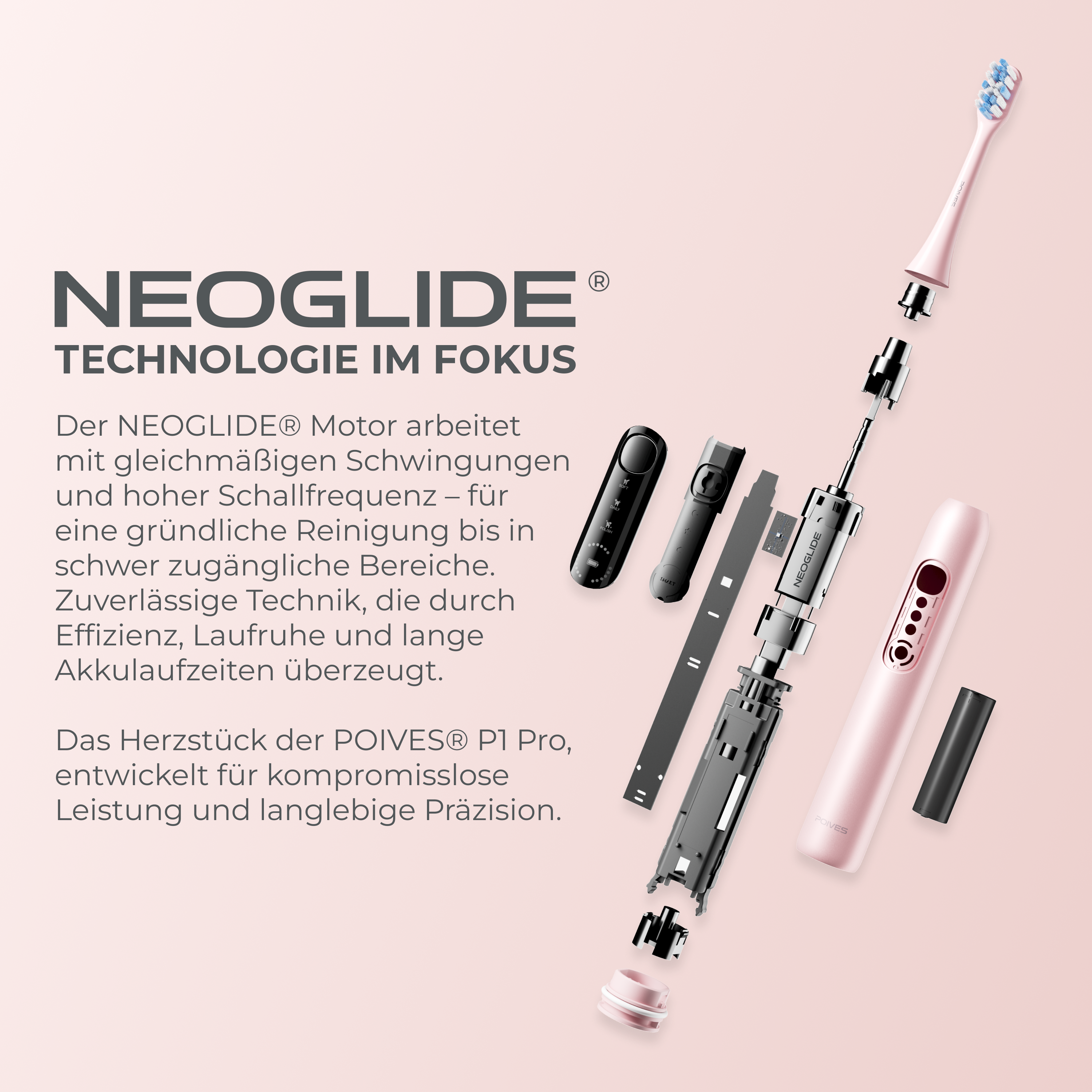 POIVES P1 Pro Schallzahnbürste - Perlmutt Rosa