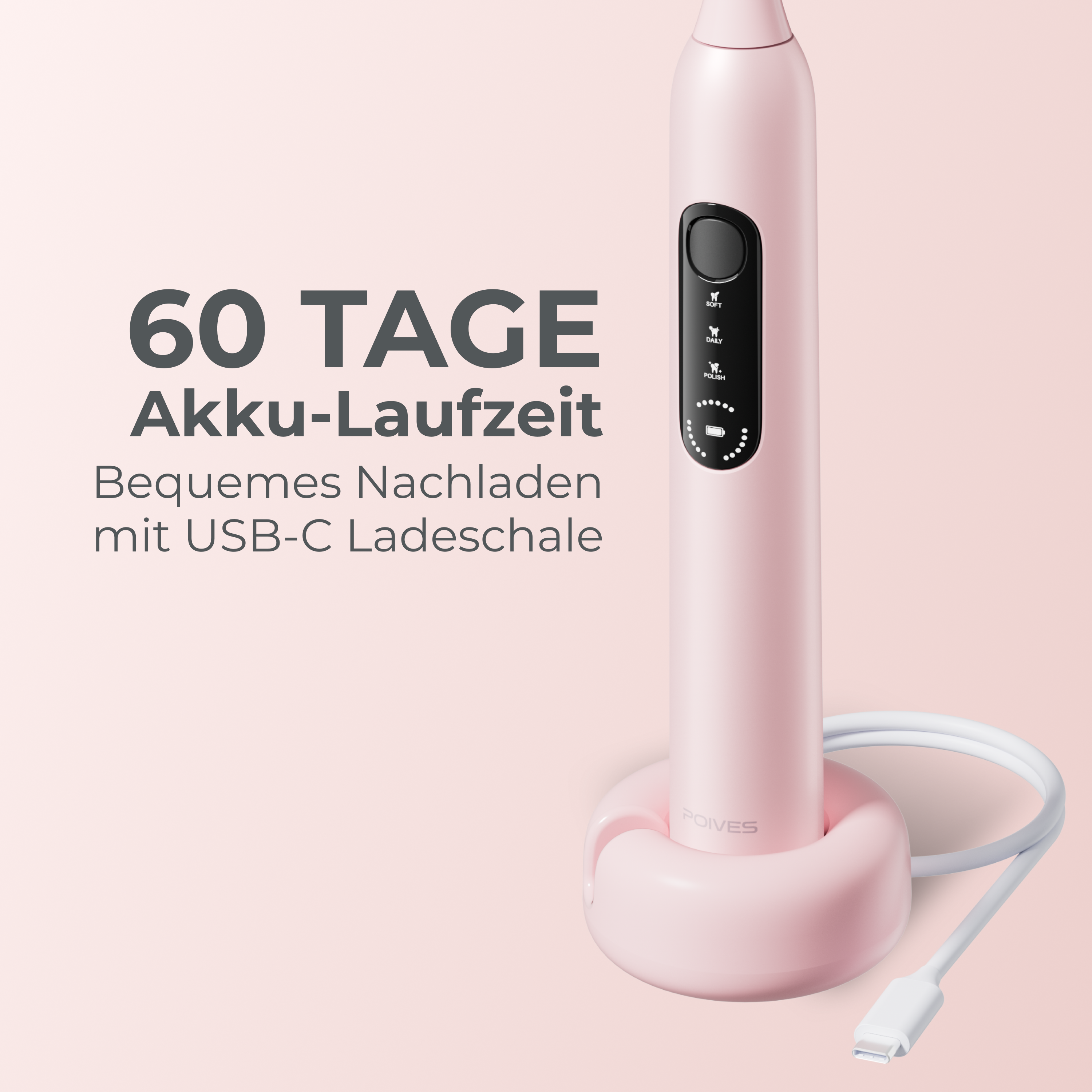 POIVES P1 Pro Schallzahnbürste - Perlmutt Rosa