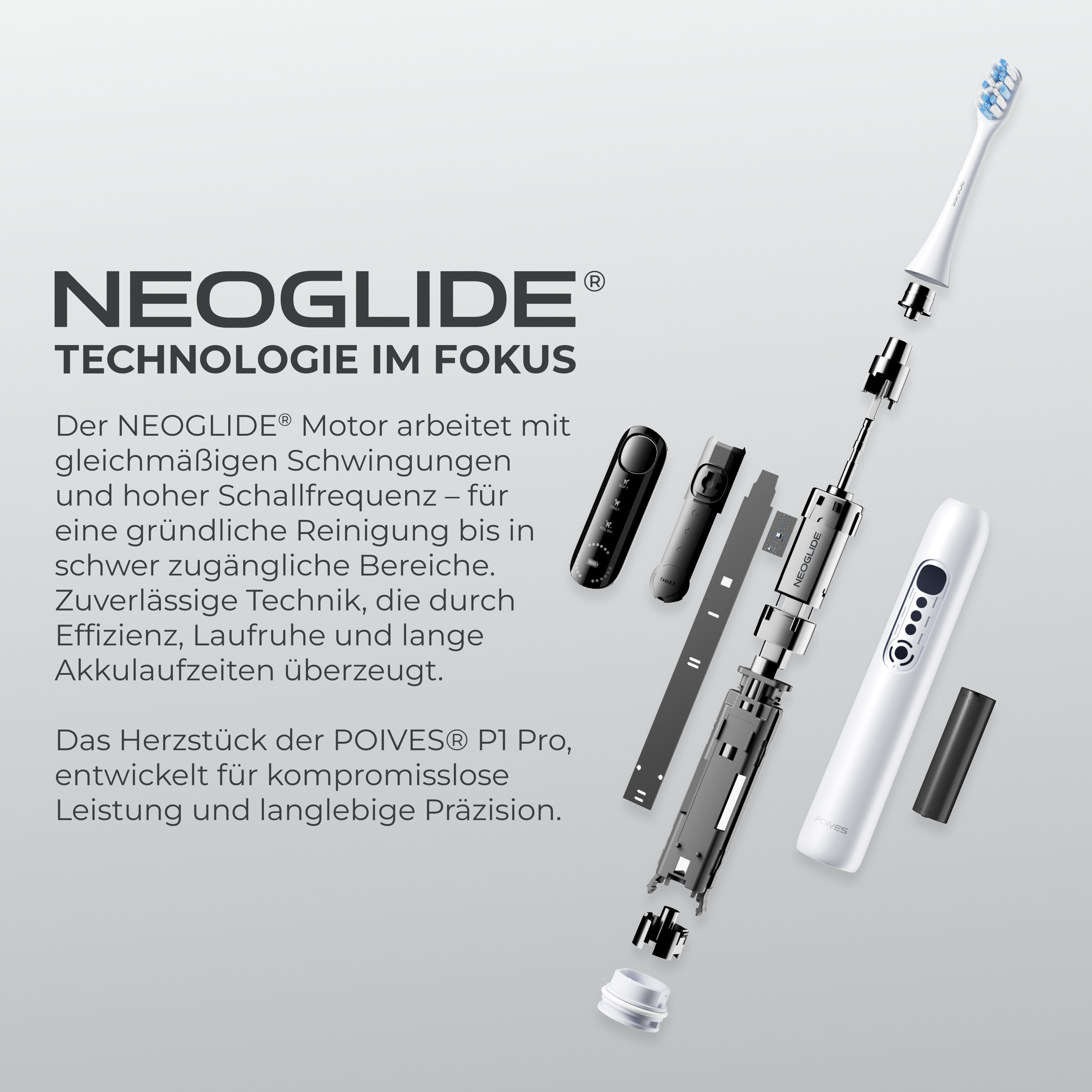 POIVES P1 Pro Schallzahnbürste - Silk White