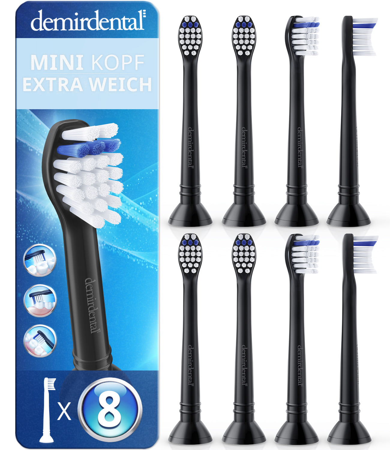 Mini Extra Suave Cabezales de recambio para Philips Sonicare Negro