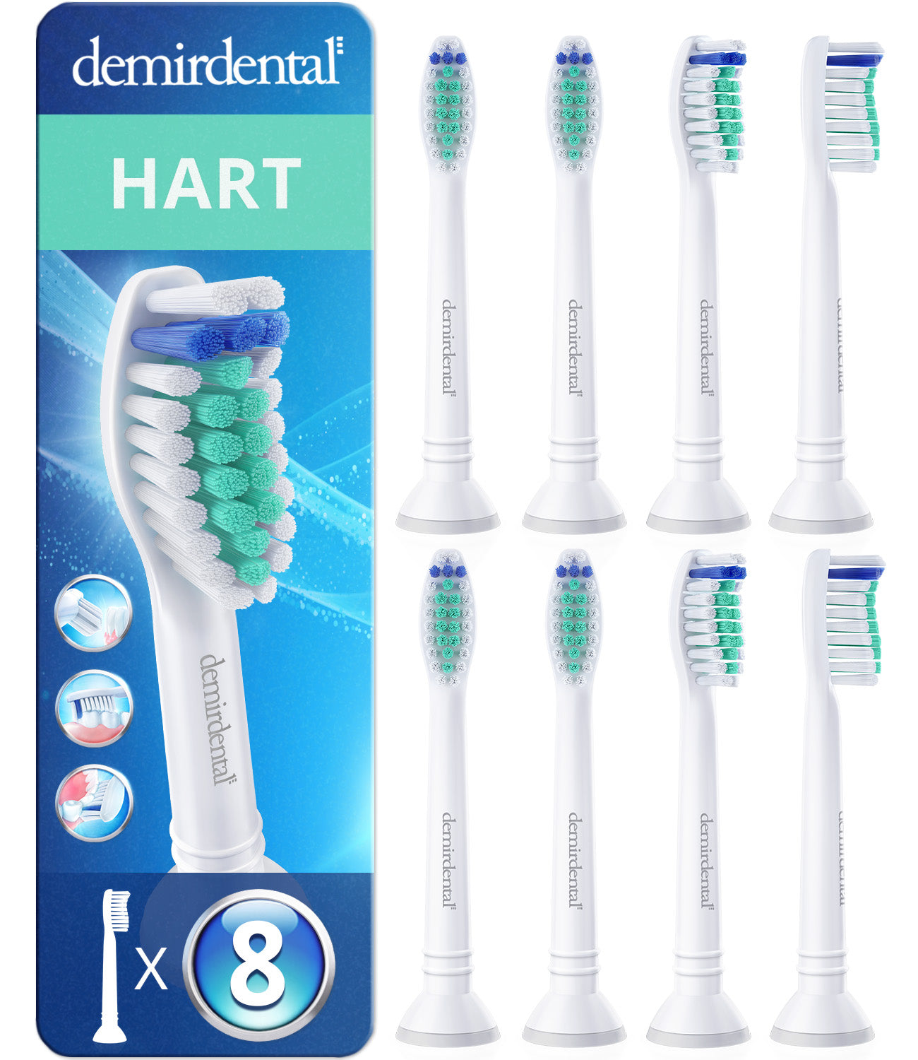 Hard | Opzetborstels compatibel met Philips Sonicare tandenborstels | Vit