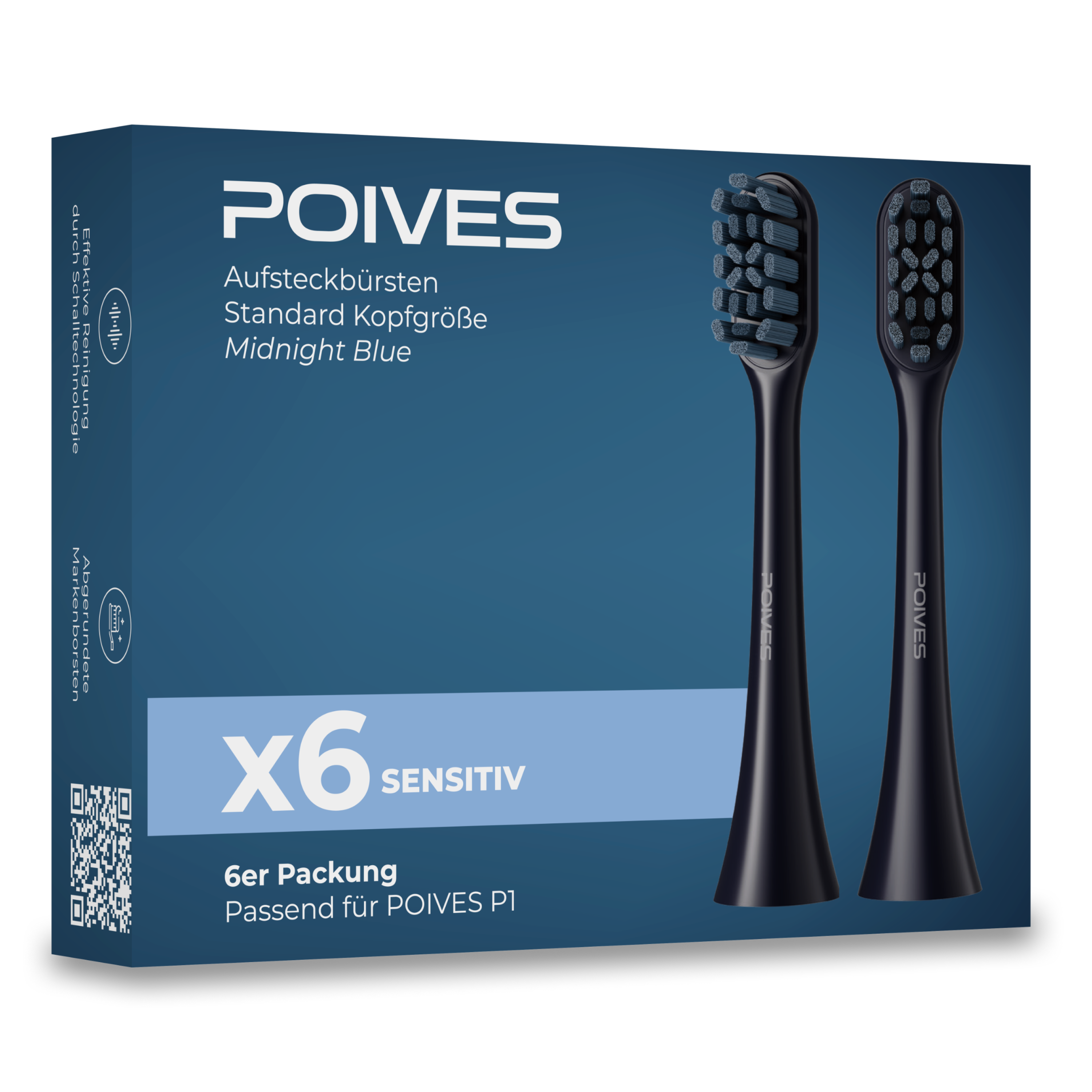 POIVES P1 Pro Sensitive Aufsteckbürsten | 6 Stück