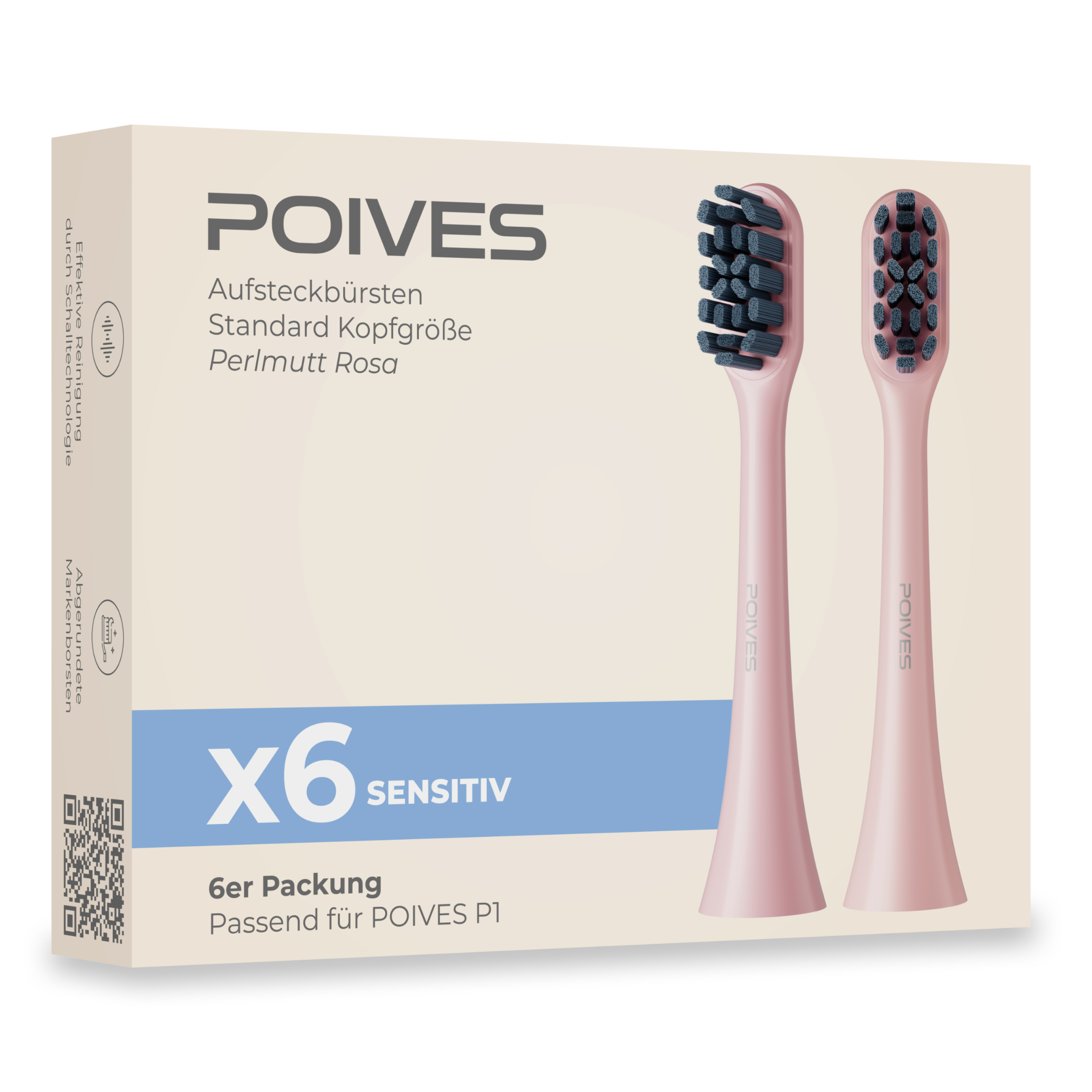 POIVES P1 Pro Sensitive Aufsteckbürsten | 6 Stück