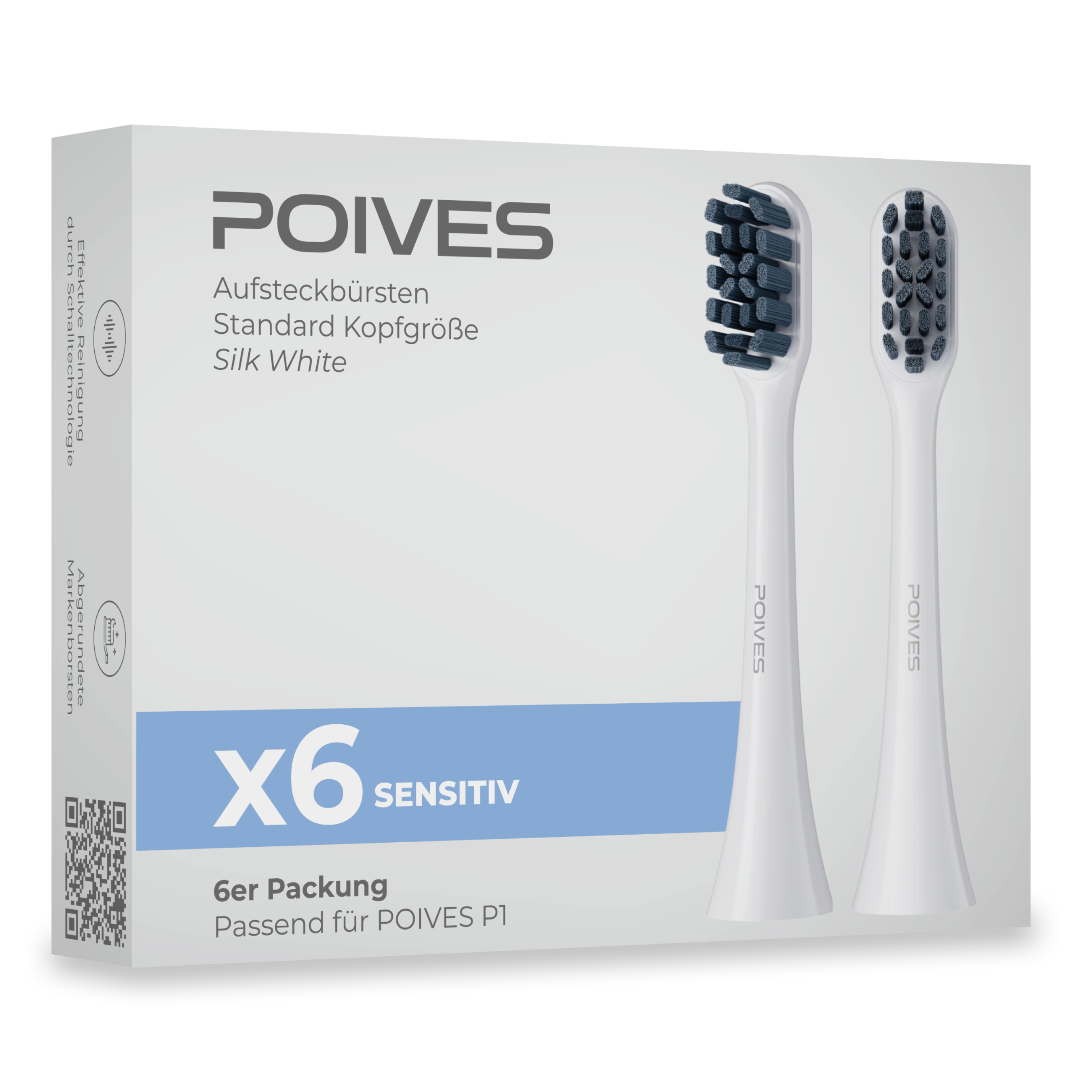 POIVES P1 Pro Sensitive Aufsteckbürsten | 6 Stück
