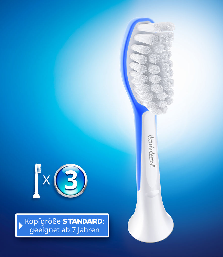 Kinder Aufsteckbürsten für Philips Sonicare Kids | ab 7 Jahren | Dunkelblau | 3er Paket