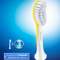 Kinder Aufsteckbürsten für Philips Sonicare Kids | ab 7 Jahren | Gelb | 3er Paket