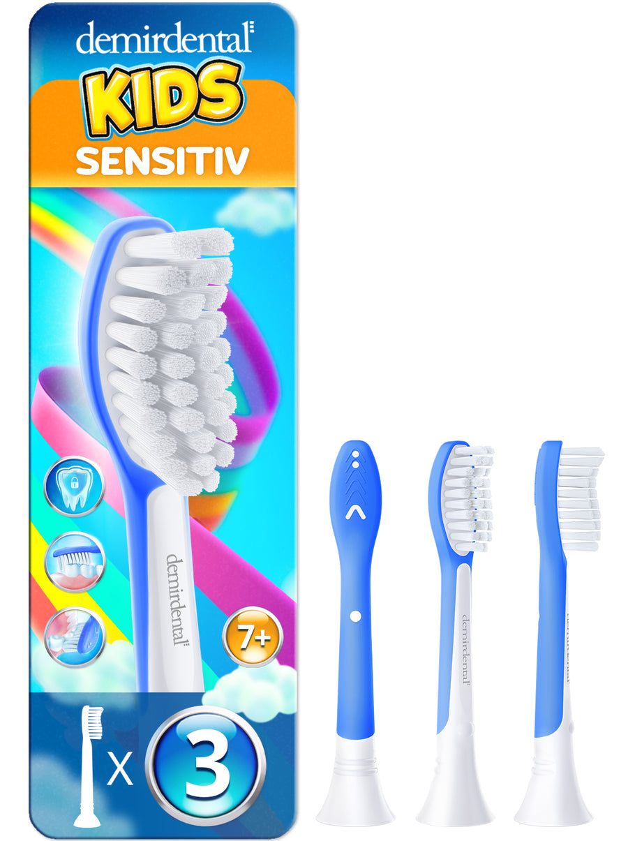Kinder Aufsteckbürsten für Philips Sonicare Kids | ab 7 Jahren | Dunkelblau | 3er Paket