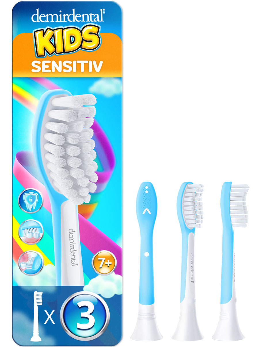 Kinder Aufsteckbürsten für Philips Sonicare Kids | ab 7 Jahren | Hellblau | 3er Paket