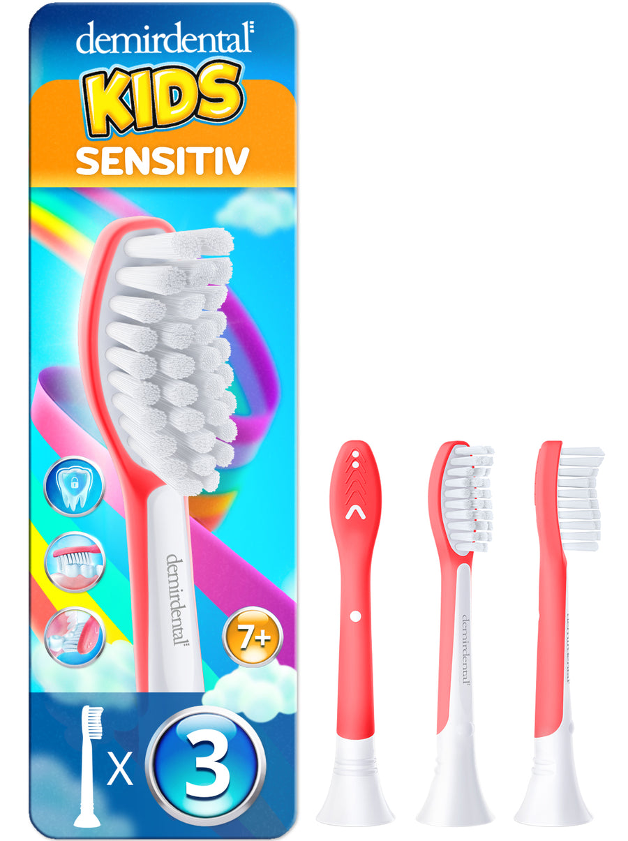 Kinder Aufsteckbürsten für Philips Sonicare Kids | ab 7 Jahren | Rot | 3er Paket