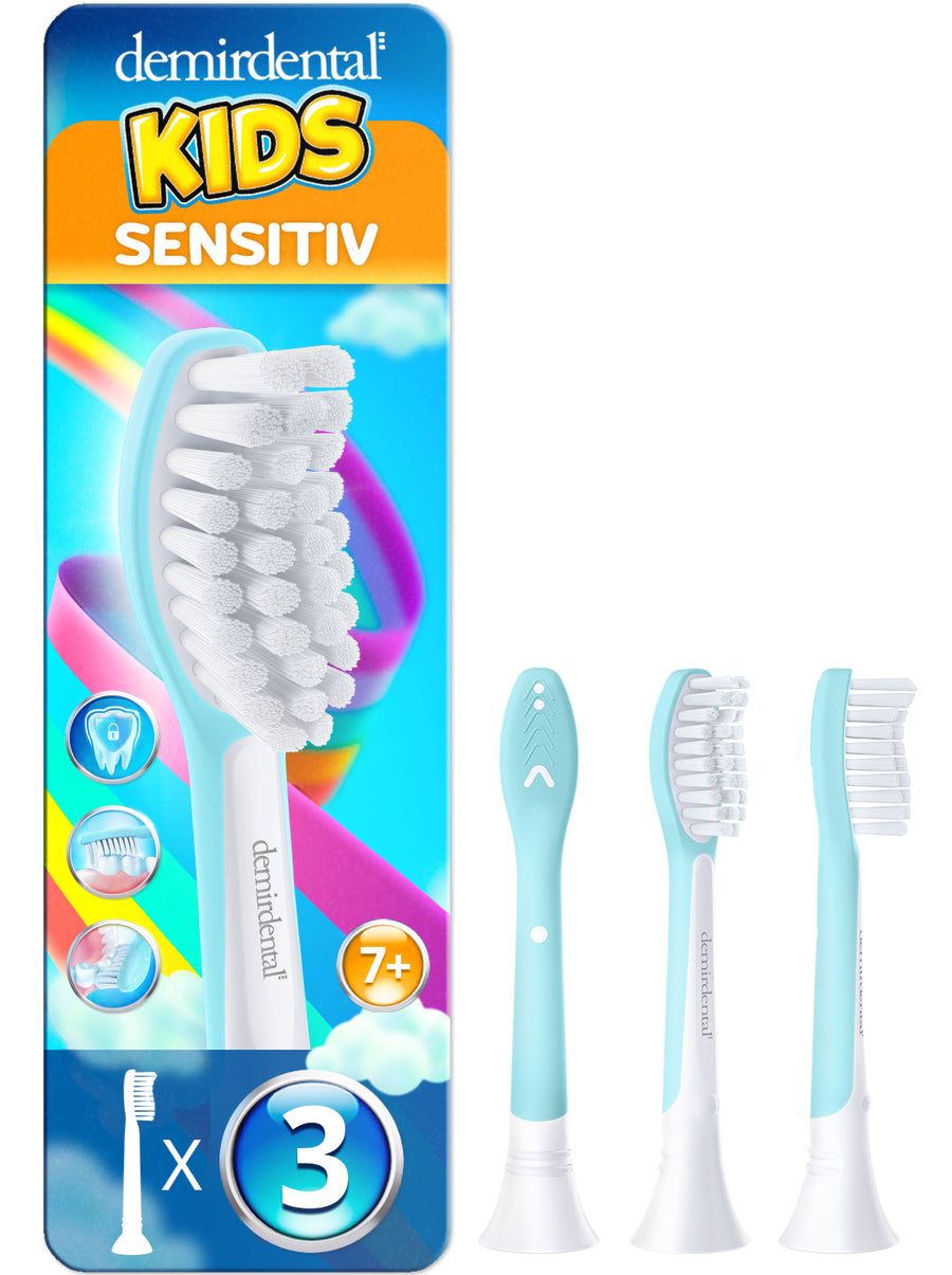 Kinder Aufsteckbürsten für Philips Sonicare Kids | ab 7 Jahren | Türkis  | 3er Paket