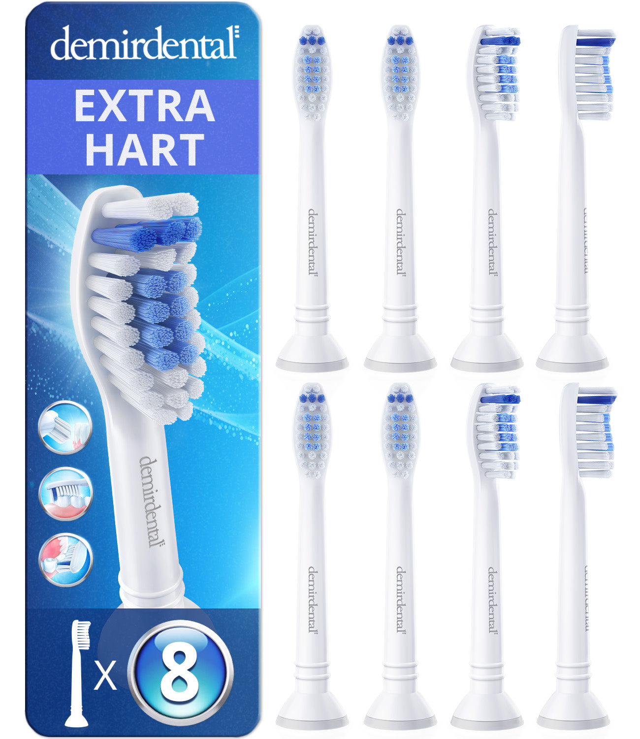 Hard X-Clean | Opzetborstels compatibel met Philips Sonicare tandenborstels | Wit